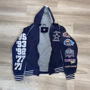 Dallas Cowboys 5 Time Super Bowl Champions NFL Hooded Jacket Mens Size XL